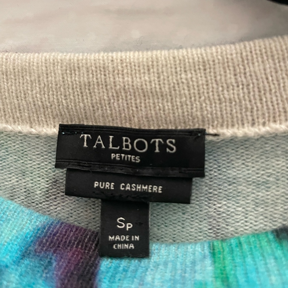 TALBOTS beautiful blue, aqua and purple cashmere sweater. Size small/petite. - Picture 3 of 3